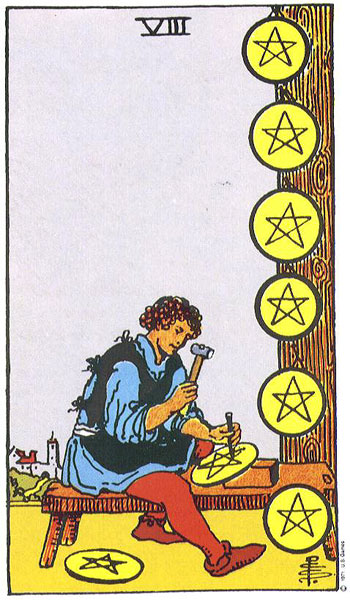 O que significa a carta (8 De Ouros) no Tarot