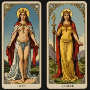 Combinação das cartas A Justiça e A Sacerdotisa no amor