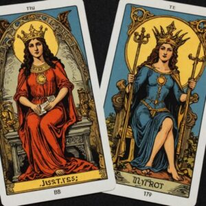 Combinação das cartas A Justiça e A Sacerdotisa sobre decisões difíceis