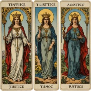 Combinação das cartas A Justiça e A Temperança em momentos de transição