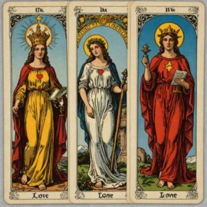Combinação das cartas A Justiça e A Temperança no amor