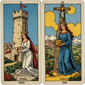 Combinação das cartas A Justiça e A Torre no amor