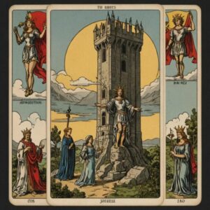 Combinação das cartas A Justiça e A Torre sobre decisões difíceis