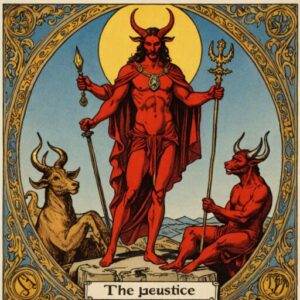Combinação das cartas A Justiça e O Diabo sobre decisões difíceis
