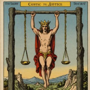 Combinação das cartas A Justiça e O Enforcado como conselho do dia