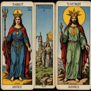 Combinação das cartas A Justiça e O Hierofante sobre decisões difíceis