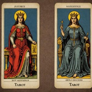 Combinação das cartas A Justiça e O Imperador sobre decisões difíceis