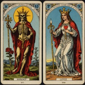 Combinação das cartas A Morte e O Hierofante no amor