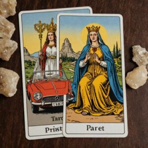 Combinação das cartas O Carro e A Sacerdotisa como conselho do dia