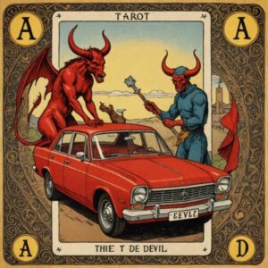 Combinação das cartas O Carro e O Diabo no trabalho