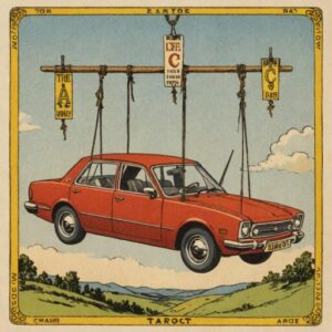 Combinação das cartas O Carro e O Enforcado como conselho do dia