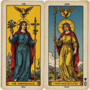 Combinação das cartas O Enforcado e A Temperança sobre o futuro