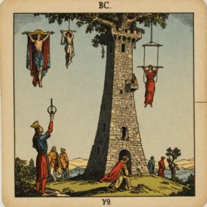 Combinação das cartas O Enforcado e A Torre sobre decisões difíceis