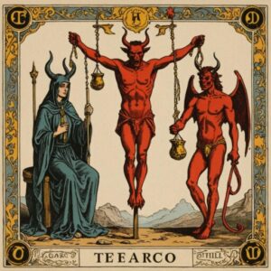 Combinação das cartas O Enforcado e O Diabo em momentos de transição