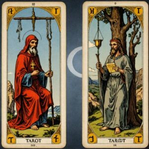 Combinação das cartas O Enforcado e O Eremita na vida espiritual