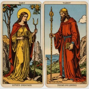 Combinação das cartas O Eremita e A Justiça em relacionamentos