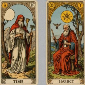 Combinação das cartas O Eremita e A Temperança em momentos de transição