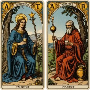 Combinação das cartas O Eremita e A Temperança sobre decisões difíceis