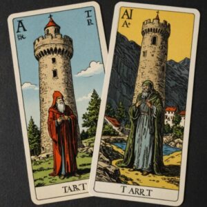 Combinação das cartas O Eremita e A Torre sobre decisões difíceis