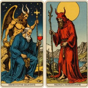 Combinação das cartas O Eremita e O Diabo em relacionamentos