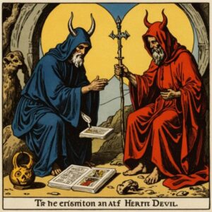 Combinação das cartas O Eremita e O Diabo no trabalho