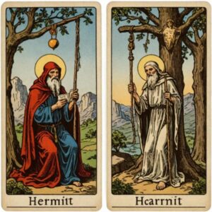 Combinação das cartas O Eremita e O Enforcado na vida espiritual