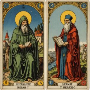 Combinação das cartas O Eremita e O Hierofante em momentos de transição