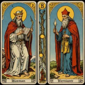 Combinação das cartas O Hierofante e O Eremita como conselho do dia