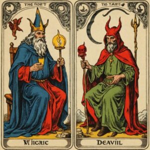Combinação das cartas O Mago e O Diabo sobre decisões difíceis