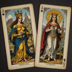 Combinação das cartas Os Enamorados e A Justiça em momentos de transição