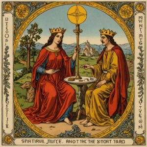 Combinação das cartas Os Enamorados e A Justiça na vida espiritual