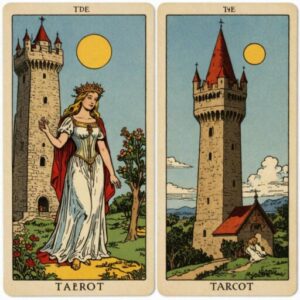 Combinação das cartas Os Enamorados e A Torre como conselho do dia