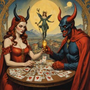 Combinação das cartas Os Enamorados e O Diabo na vida financeira