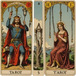 Combinação das cartas Os Enamorados e O Enforcado em momentos de transição
