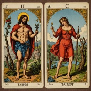 Combinação das cartas Os Enamorados e O Enforcado no amor