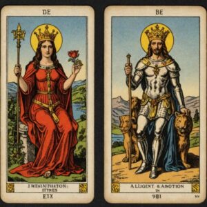 Combinação das cartas Os Enamorados e O Julgamento em momentos de transição