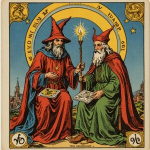 Combinação das cartas Os Enamorados e O Mago sobre o futuro