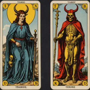 Combinação das cartas A Morte e O Diabo sobre o futuro