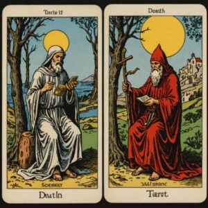 Combinação das cartas A Morte e O Eremita sobre decisões difíceis