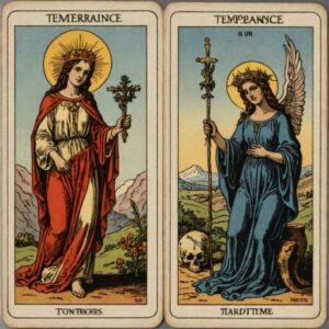 Combinação das cartas A Temperança e A Morte em momentos de transição