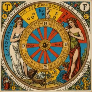 Combinação das cartas A Temperança e A Roda da Fortuna como conselho do dia