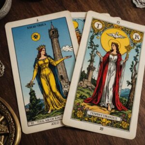 Combinação das cartas A Temperança e A Torre sobre decisões difíceis