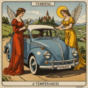 Combinação das cartas A Temperança e O Carro como conselho do dia