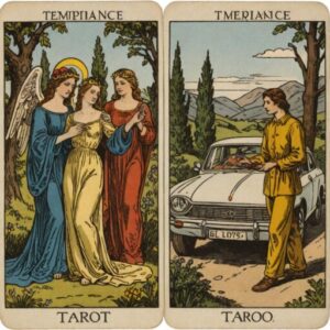 Combinação das cartas A Temperança e O Carro no amor