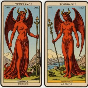 Combinação das cartas A Temperança e O Diabo no trabalho