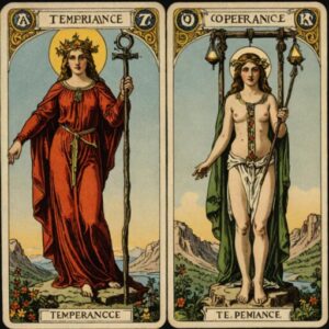 Combinação das cartas A Temperança e O Enforcado sobre o futuro