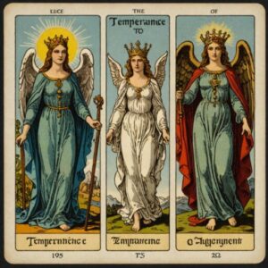 Combinação das cartas A Temperança e O Julgamento como conselho do dia