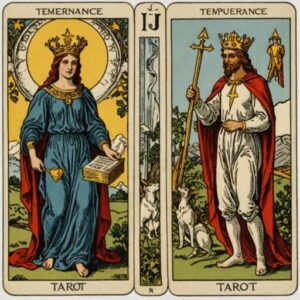 Combinação das cartas A Temperança e O Julgamento na vida financeira