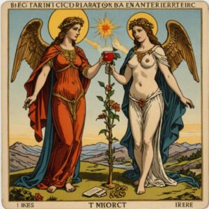 Combinação das cartas A Temperança e Os Enamorados em relacionamentos