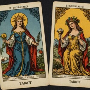 Combinação das cartas A Temperança e Os Enamorados sobre decisões difíceis